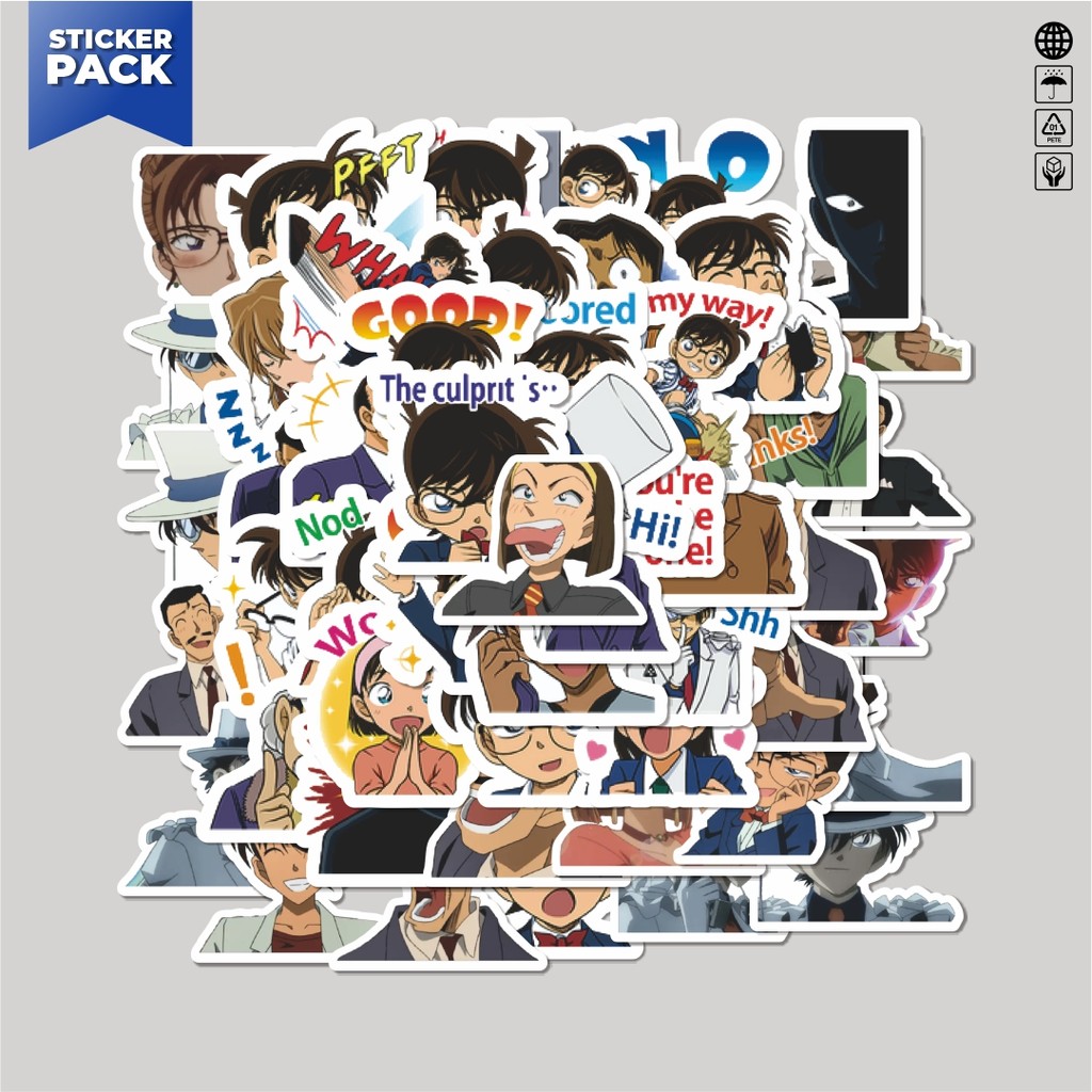 

[100PCS]Stiker Pack Stiker Anime Detective Conan V5 Aesthetic Vinyl Anti Air Dekorasi Sticker Laptop Buku Journal Koper Helm Casing HP Gitar Helm Skateboard
