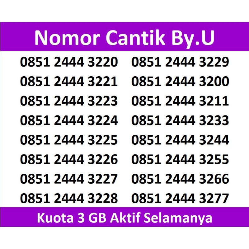 Nomor Cantik By.U Aktif Selamanya