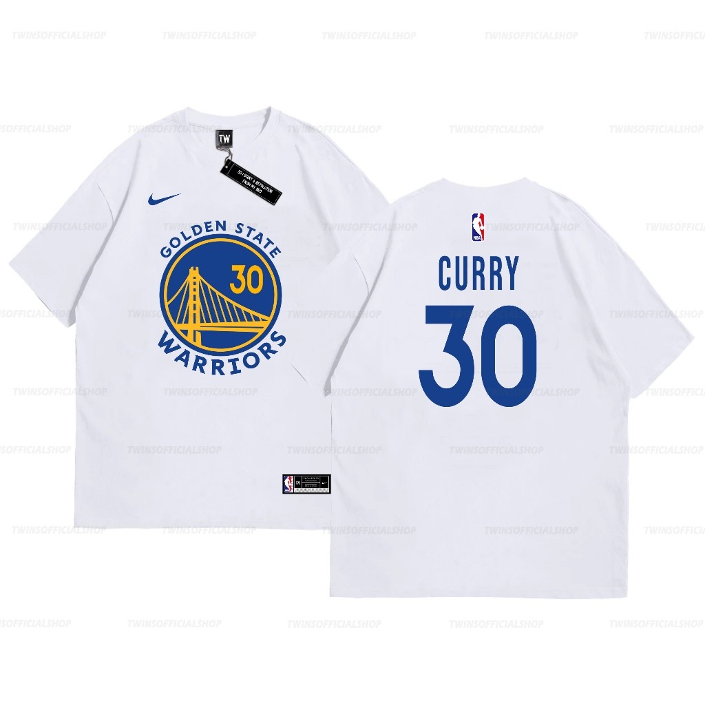 Kaos Basket NBA Warriors Baju Basket Pria Wanita Stephen Curry Warriors Tshirt Putih Cotton Combed
