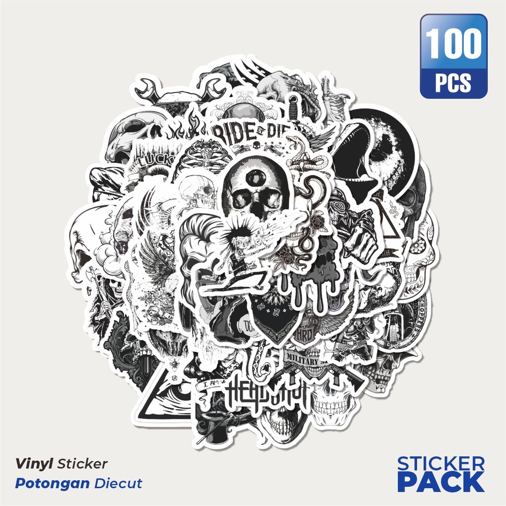 

Stiker Vinyl Stiker Punk Gothic Art Classical Black & White Waterproof Aesthetic- Untuk Laptop, Motor, dan Helm - Paper Stationery Pack