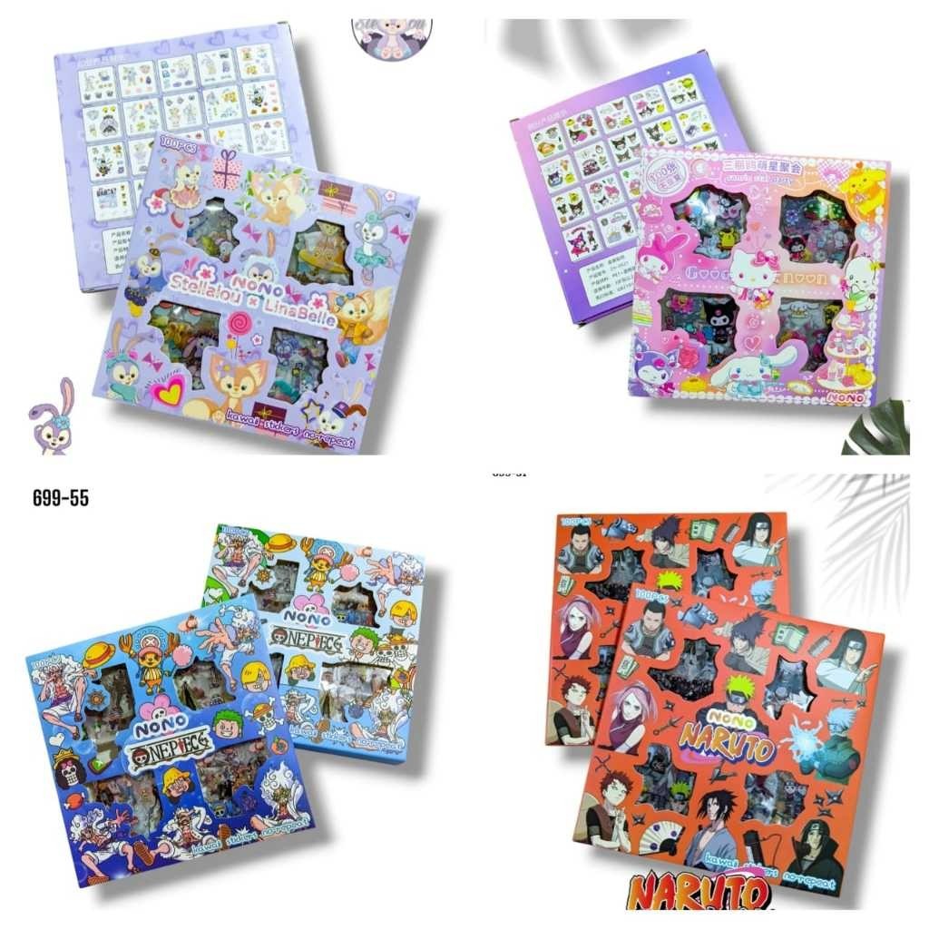 

ISI 100 2D Stiker Labubu Kurumi Labubu Momo Stela Lou Naruto One Piece Nono Karakter Rainbow Party Korea 2D Aesthetic Sticker Lucu