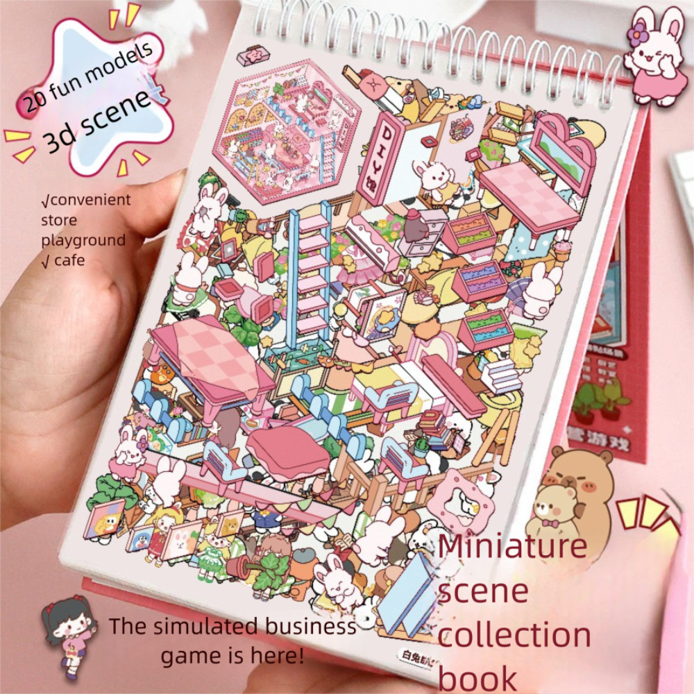 

Cartoon 3D Landscape Sticker Book Three-dimensional DIY Hand Tent Landscape Stickers 20 Styles Sticker Cabin Scene