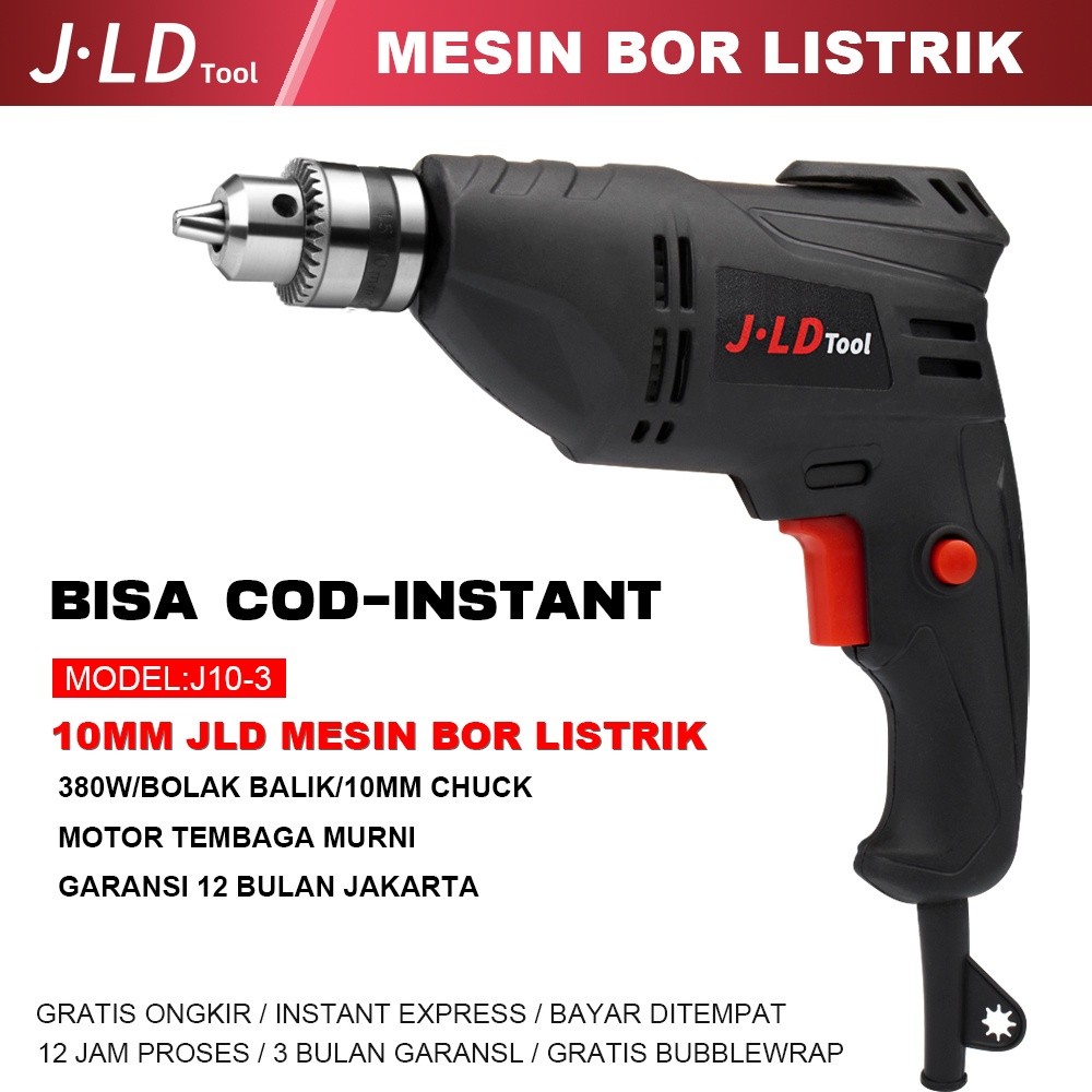 JLD Mesin Bor Listrik 10mm 380W Bor Murah J10-3 bor tangan listrik Alat Bor Tembok , mata bor, bor l