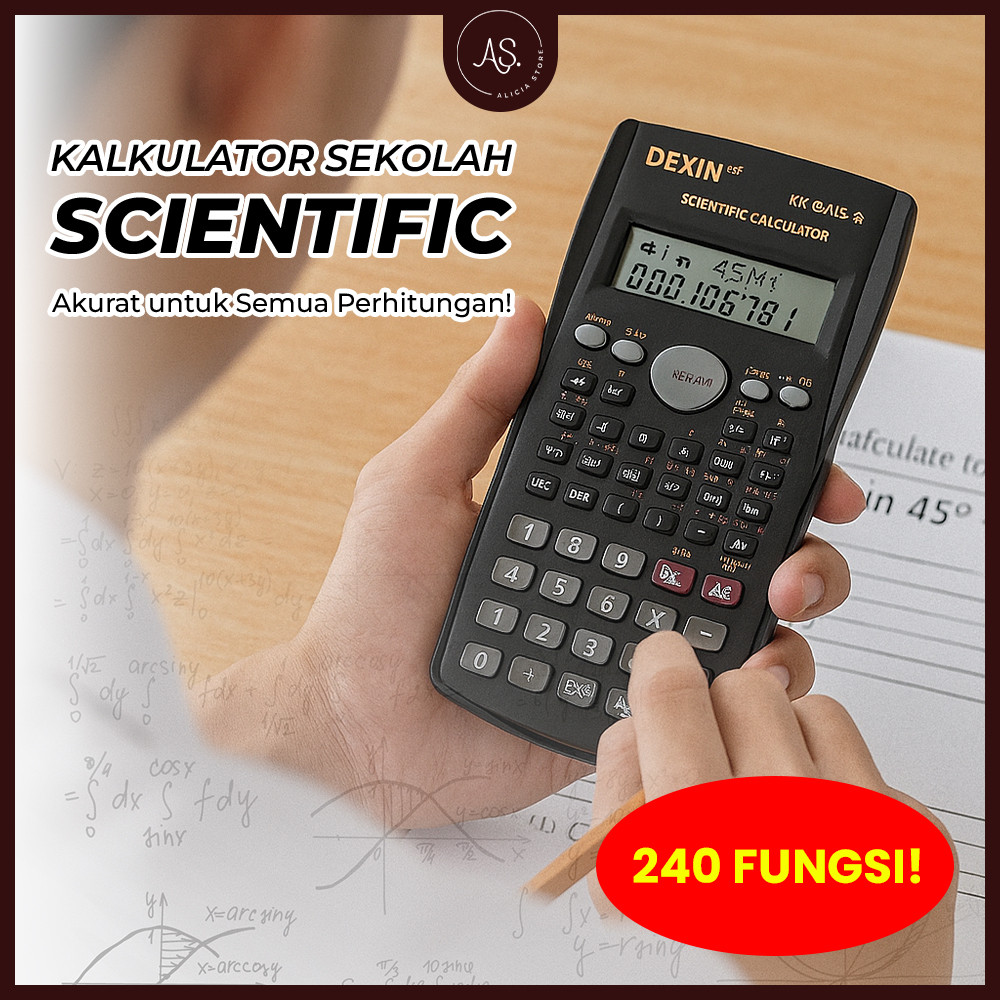 

AS Kalkulator Sekolah Scientific Warna 12 Digit 240 Fungsi Kalkulator Saintifik SinCosTan