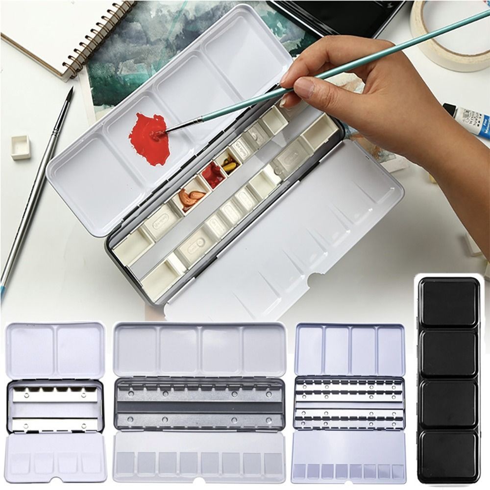 

Art Supplies Creative Empty Paint Palette Watercolor Storage Case Pigment Box Grids Slots Painting Tools Drawing Supplies
