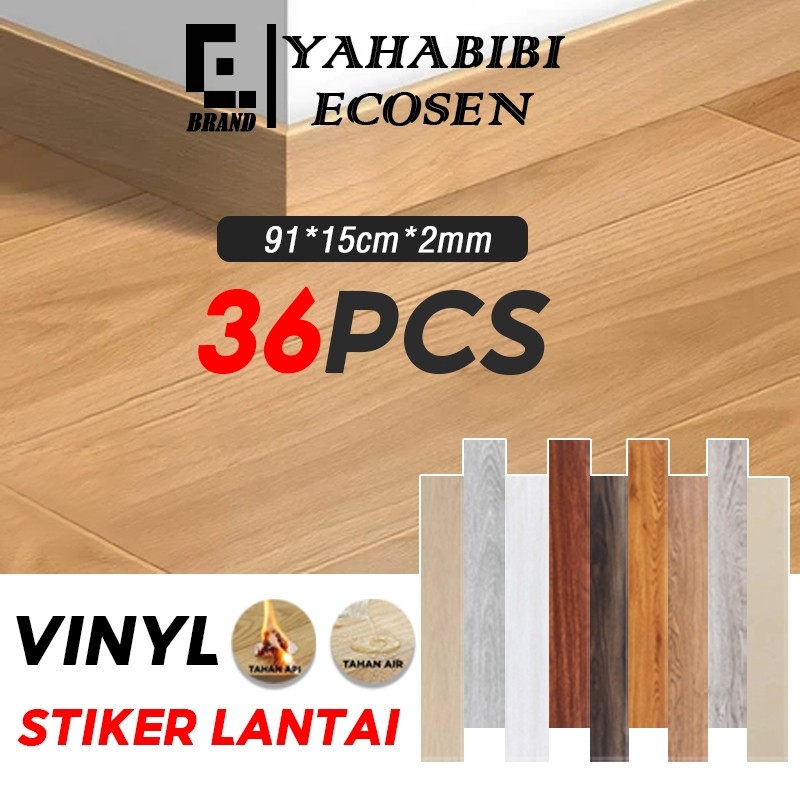 YAHABIBI 1 BOX (36 Pcs) Floor Vinyl Lantai Stiker Lantai kayu parquet Dengan Lem Sticker Vinyl Lanta
