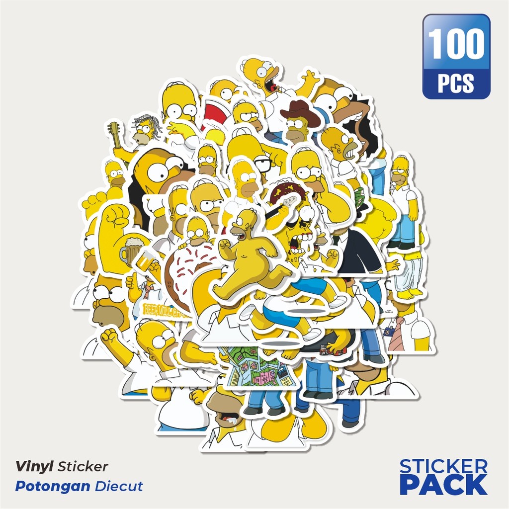 

Super Hemat! 100 PCS Stiker The Simpson Series Homer Waterproof Aesthetic- Untuk Laptop, Motor, dan Helm - Paper Stationery Pack