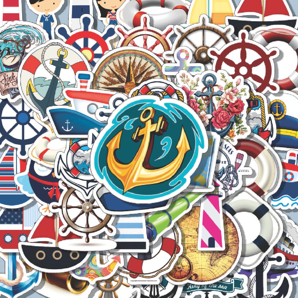 

100PCS Lucu Stiker Nautical Art Ocean Expeditions Series [Seri Ekspedisi Laut Seni Bahari] Stiker Aesthetic Stiker Anti Air Stikers Berperekat Waterproof sticker decal buat Motor Helm Buku Journal Koper Casing HP Laptop Botol Minum Hadiah anak