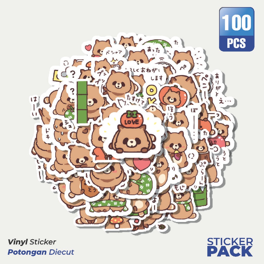 

Super Hemat! 100 PCS Stiker Kartun Raccoons Waterproof Aesthetic- Untuk Laptop, Motor, dan Helm - Paper Stationery Pack