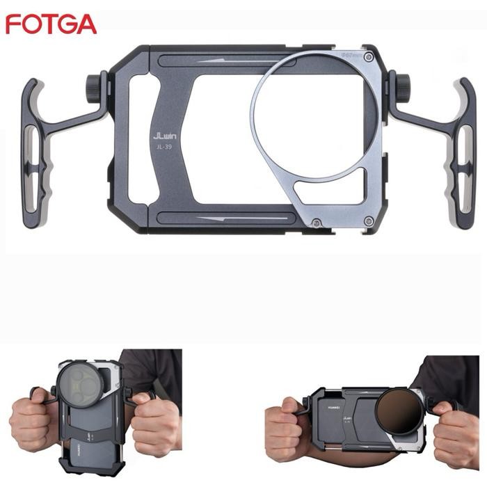 FOTGA JLwin Universal Aluminum Phone Cage Video Rig Kit Stabilizer With Handles + 67mm Thread Filter