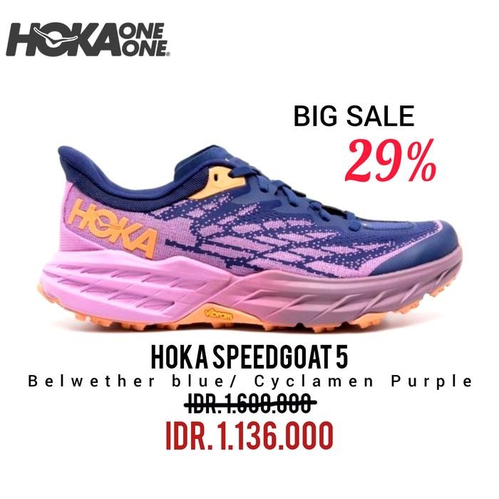 SEPATU RUNNING HOKA SPEEDGOAT 5 BELLWETHER BLUE / CYCLAMEN PURPLE WOMEN 100% ORIGINAL BNIB / SEPATU 