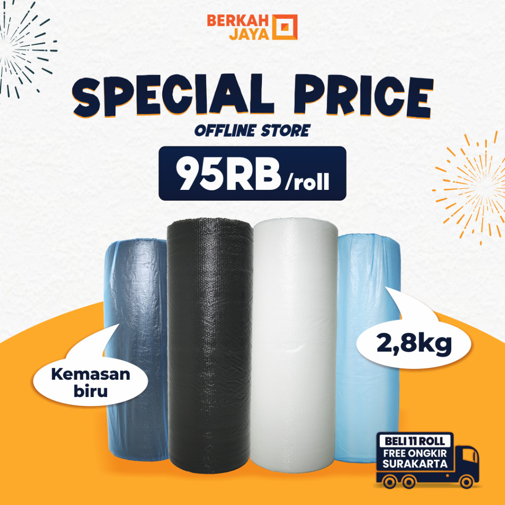 

BUBBLE WRAP SOLO / PLASTIK GELEMBUNG BENING & HITAM ROLL 50M X 125CM KEMASAN BIRU ORANGE (BACA DESKRIPSI)