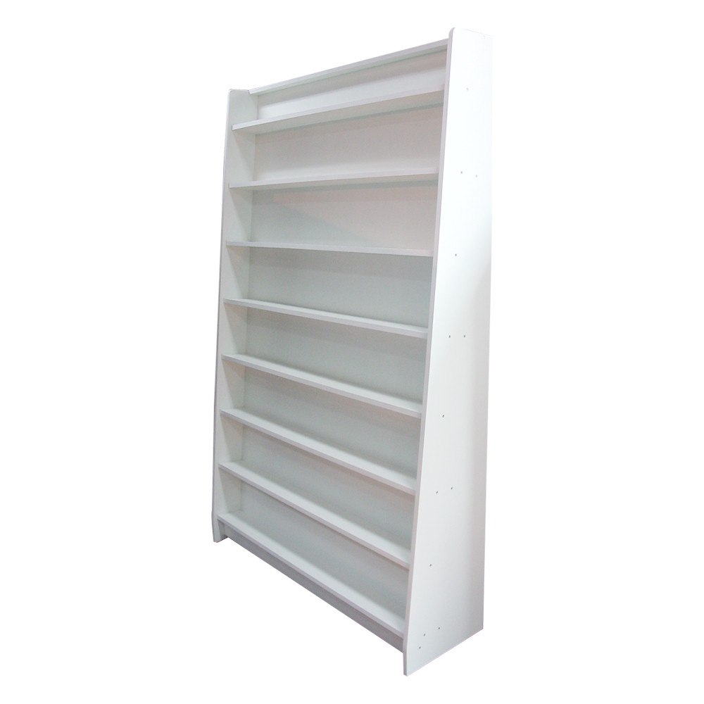 

Custom school library multi layers wood metal white vertical comic magazine book display stand rack