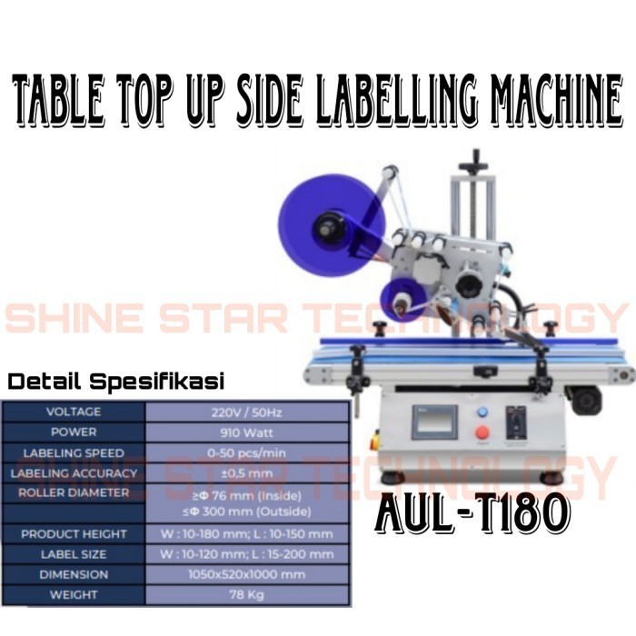 

POWERPACK Top Side Labelling Machine MESIN LABELLING UNTUK PERMUKAAN DATAR AUL-T180 POWERPACK