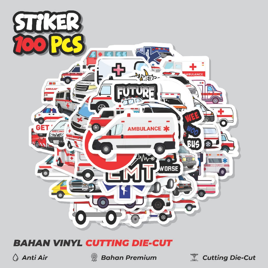 

Terbaru! 50 pcs Stiker Ambulance Dekorasi Lucu Kreatif untuk Notebook, Skateboard, HP