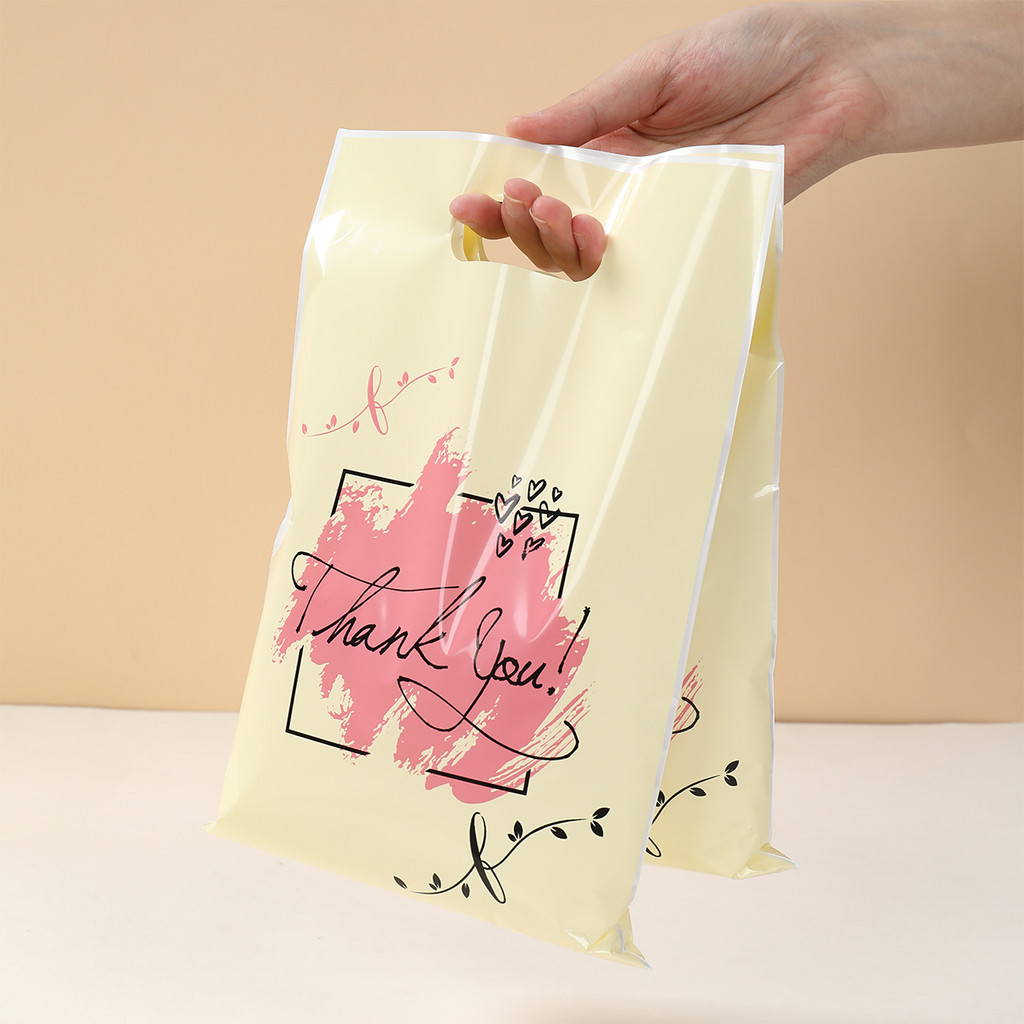 

10/25/50pcs Thank You Handbags Beige Thank You Gift Packaging Bags Small Gift Bags for Small Business Supplies Birthday Decor