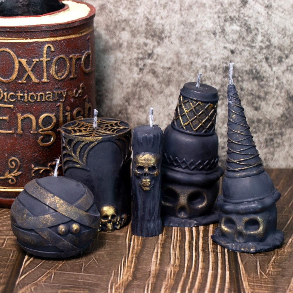 

3D Spider Web Skull Candle Silicone Mold Ice Cream Cone Gypsum Resin Mold for Halloween Party Chocolate Decor Festival Gift