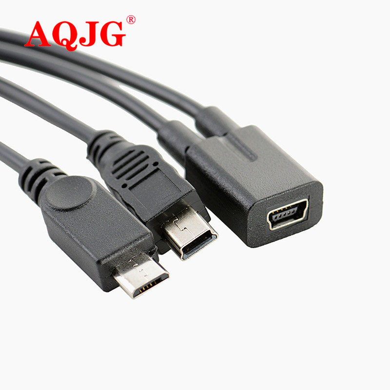 Mini USB 5Pin Female to mini usb 5pin male + micro USB male Y Splitter 1 to 2 Converter Charging Cab