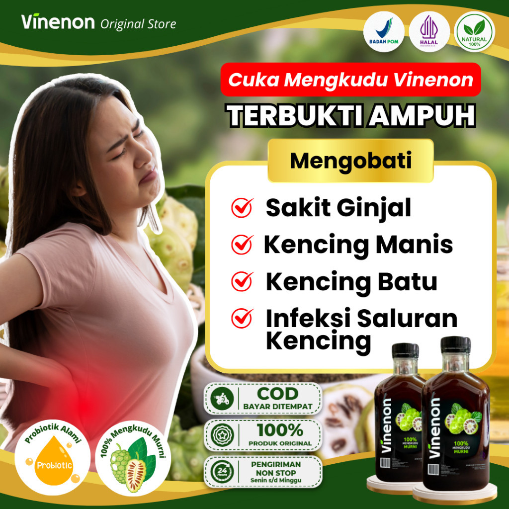 

VINENON Cuka Mengkudu Asli Herbal Batu Ginjal dan Empedu Luruh Alami BPOM Halal