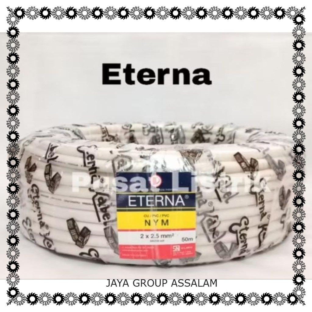 kabel nym 2x2,5 mm eterna panjang 50meter kabel instalasi kabel listrik isi 2 kabel besar 2,5mm kuli