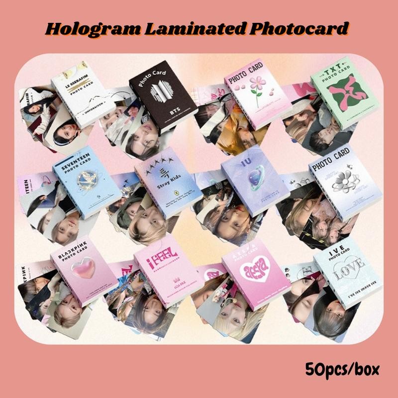 [kstuffind] LOMO CARD HOLOGRAM BOYGROUP MURAH 50PCS PHOTOCARD HOLO LOMOCARD BTS TXT TREASURE SKZ SVT