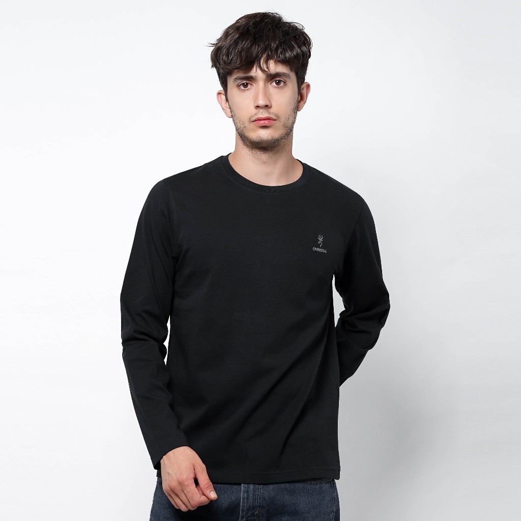 Cressida Kaos Lengan Panjang Pria - T-Shirt Longsleeve Polos Basic - CRJM.92008 Hitam