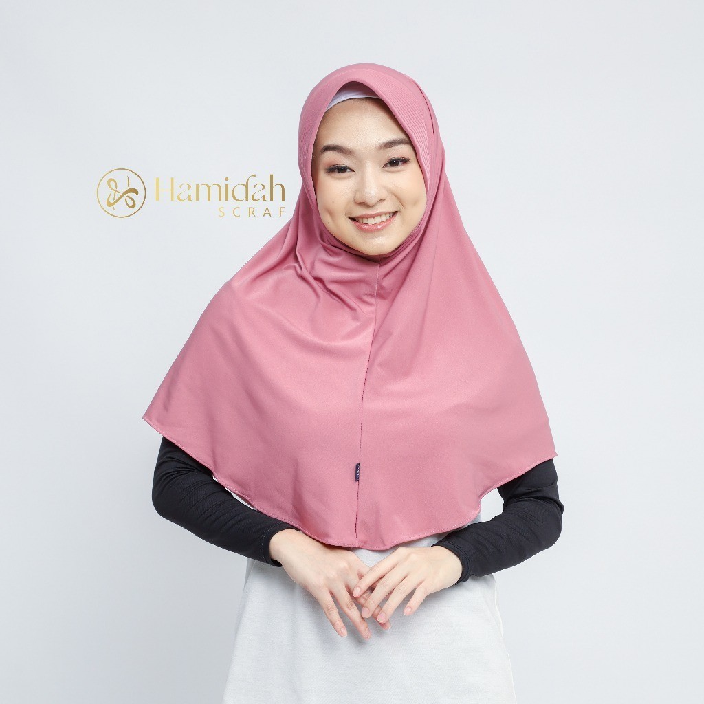 (ORI) BERGO HAMIDAH SIZE S PET BORDIR/kerudung instant/hijab sport/kerudung olah raga