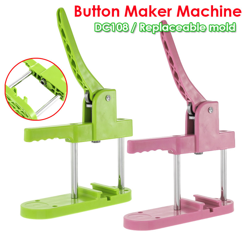 

Green Pink Button Maker Machine DIY Pin Button Round Personalised Badge Punch Press Making Tool Supplies for DC108 Machine