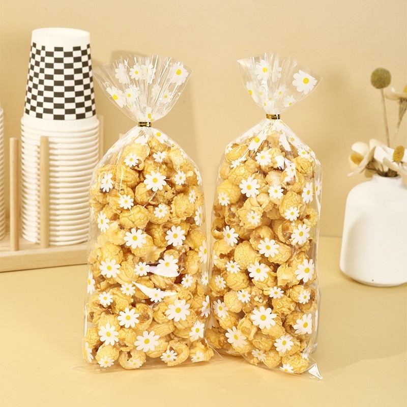 

50Pcs Daisy Flower Candy Bags Transparent Cookie Biscuit Baking Packaging Bag Wedding Birthday Party Gifts Wrapping Supplies
