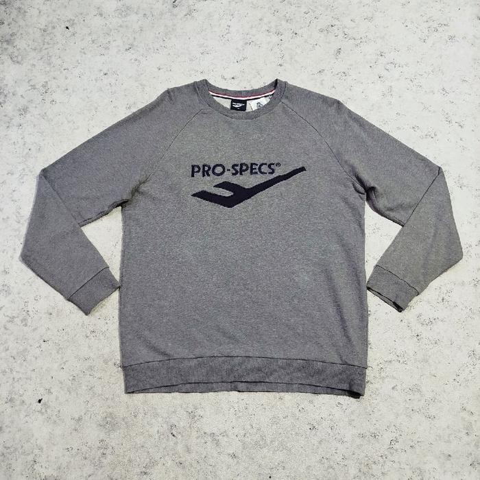 Crewneck pria abu abu PRO SPECS logo bordir sweater pria murah bagus
