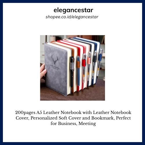

200pages A5 Leather Notebook with Leather Notebook Cover, Personalized Soft Cover and Bookmark, Perfect for Business, Meeting
