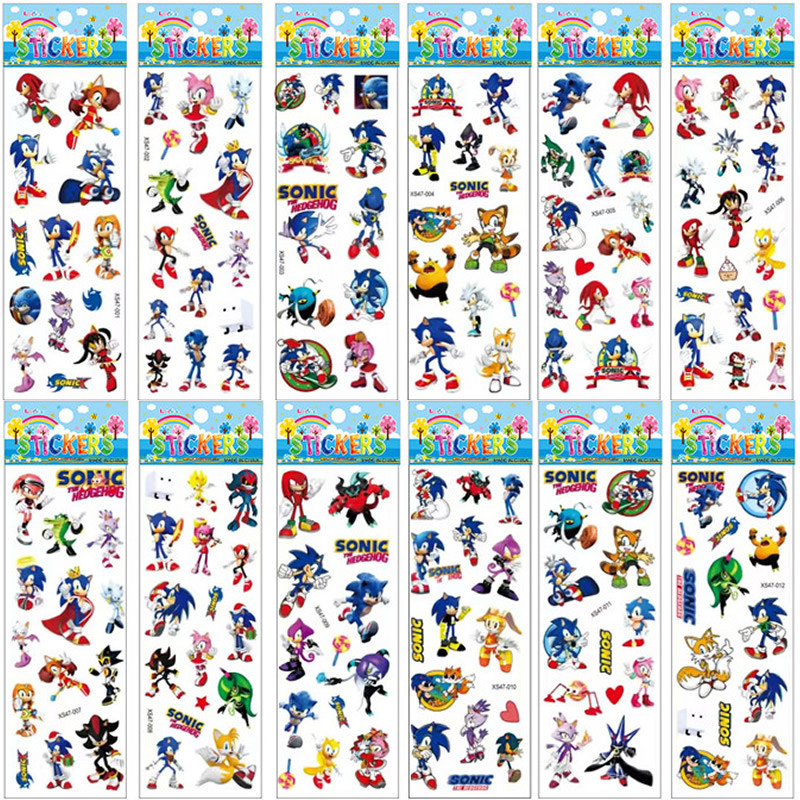 

12pcs Cartoon Sonic The Hedgehog Bubble Stickers Kawaii Anime Three Dimensional Puffy Bulk 3D Stickers Kids Girl DIY Toy Gift