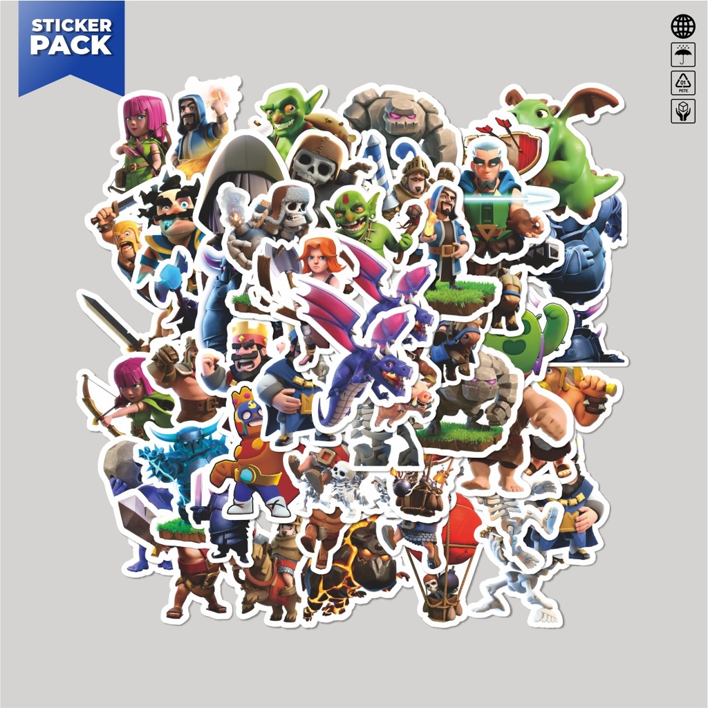 

[100PCS]Stiker Pack Stiker Clash Of Clans Game Video Series 3 Aesthetic Vinyl Anti Air Dekorasi Sticker Laptop Buku Journal Koper Helm Casing HP Gitar Helm Skateboard