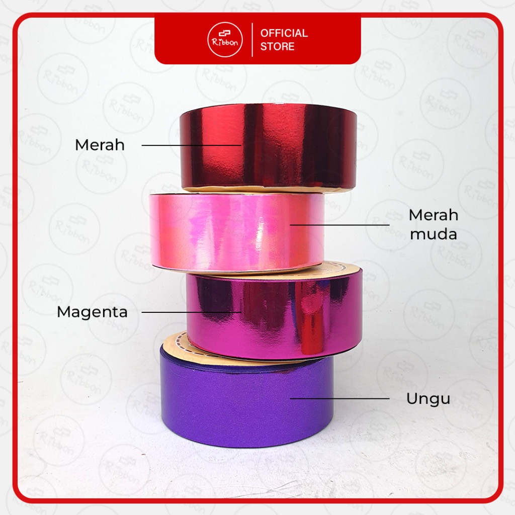 

1 Roll Pita Kado Besar 1.5" Plastik METALIK POLOS 4cm Pita Jepang 4 cm Kertas 38mm