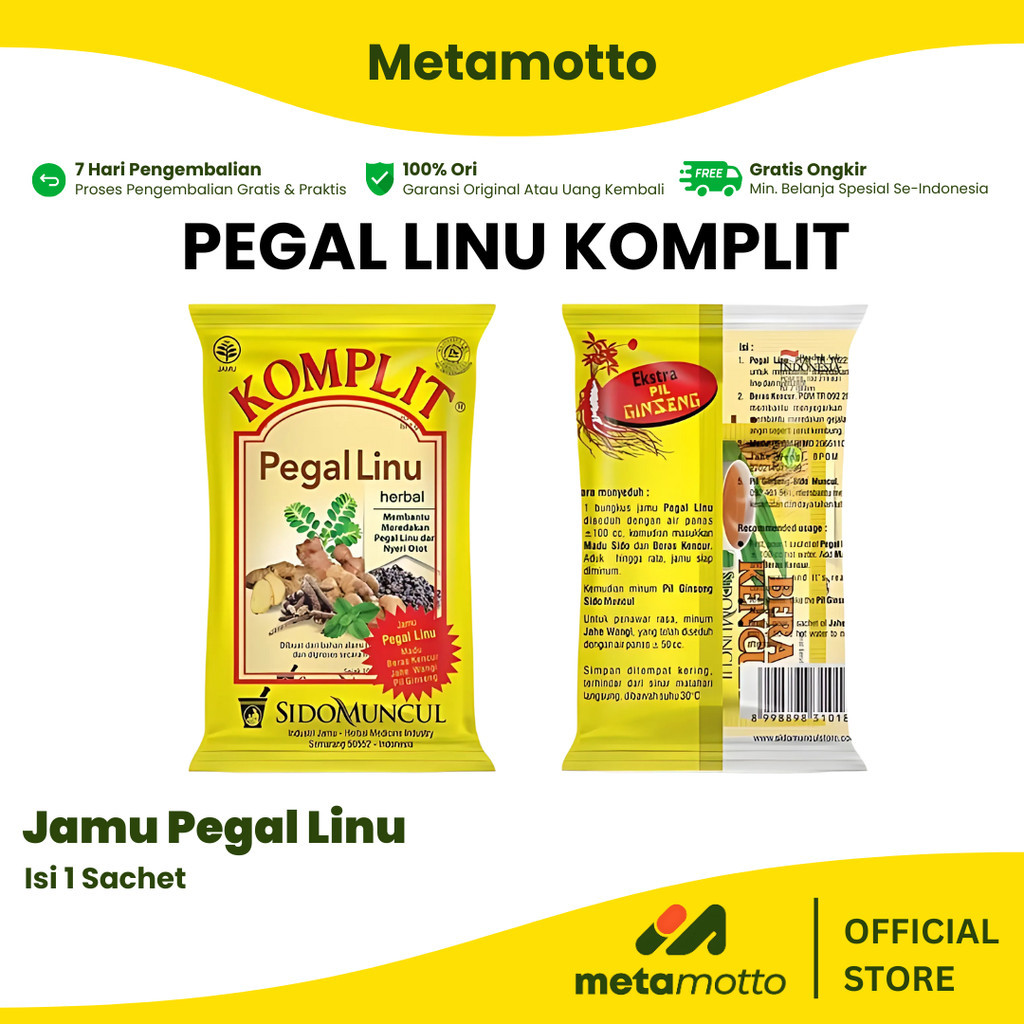 

Sido Muncul Jamu Komplit Pegal Linu Jeruk Nipis 1 Sachet - Metamotto Karya Jaya