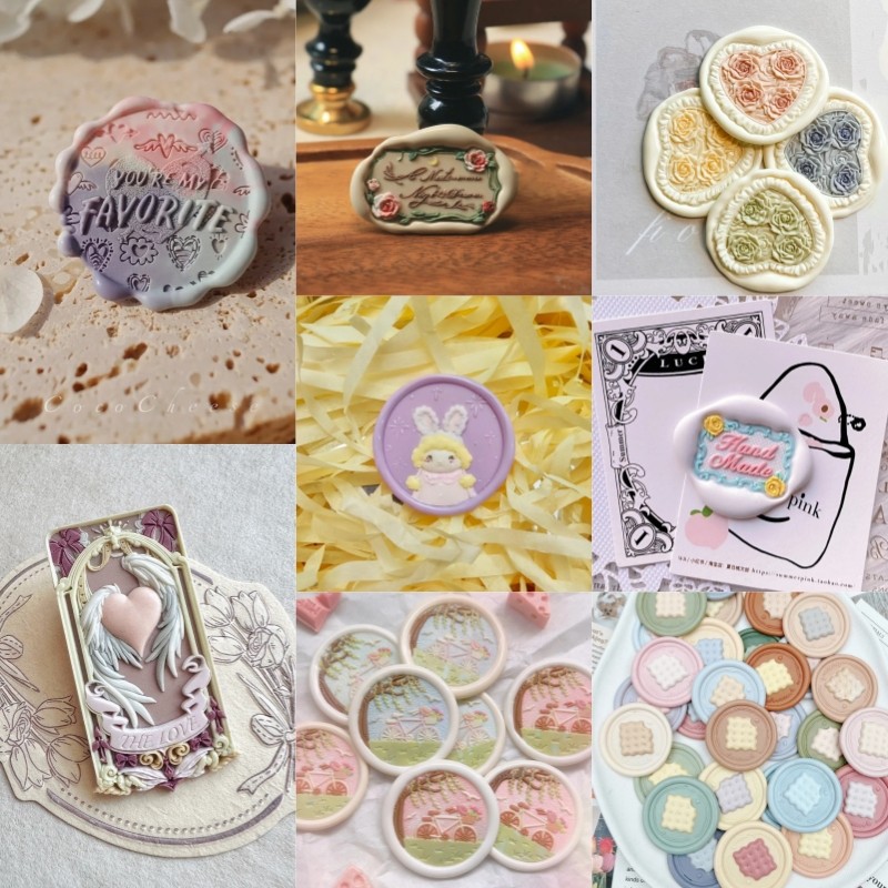 

3D embossed seal Head wax seal Stamp Head Multi-layer brass head Hand ledger Scrapbook card envelope seal Wedding invitation gif