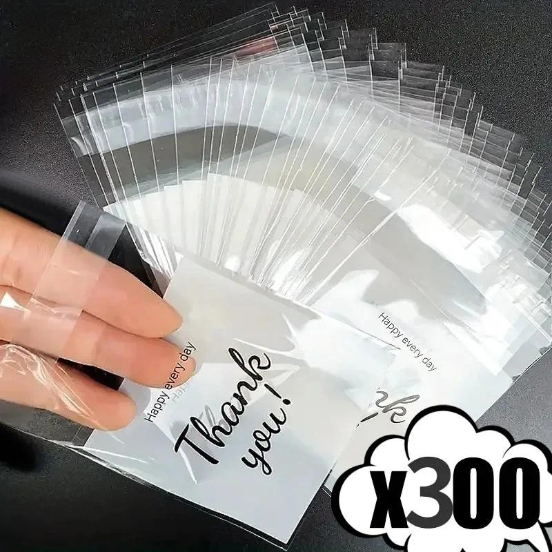 

300/100Pcs Thank You Candy Bag Plastic Self-Adhesive Biscuit Snacks Chocolates Lollipop Baking Wedding Birthday Party Gift Bags
