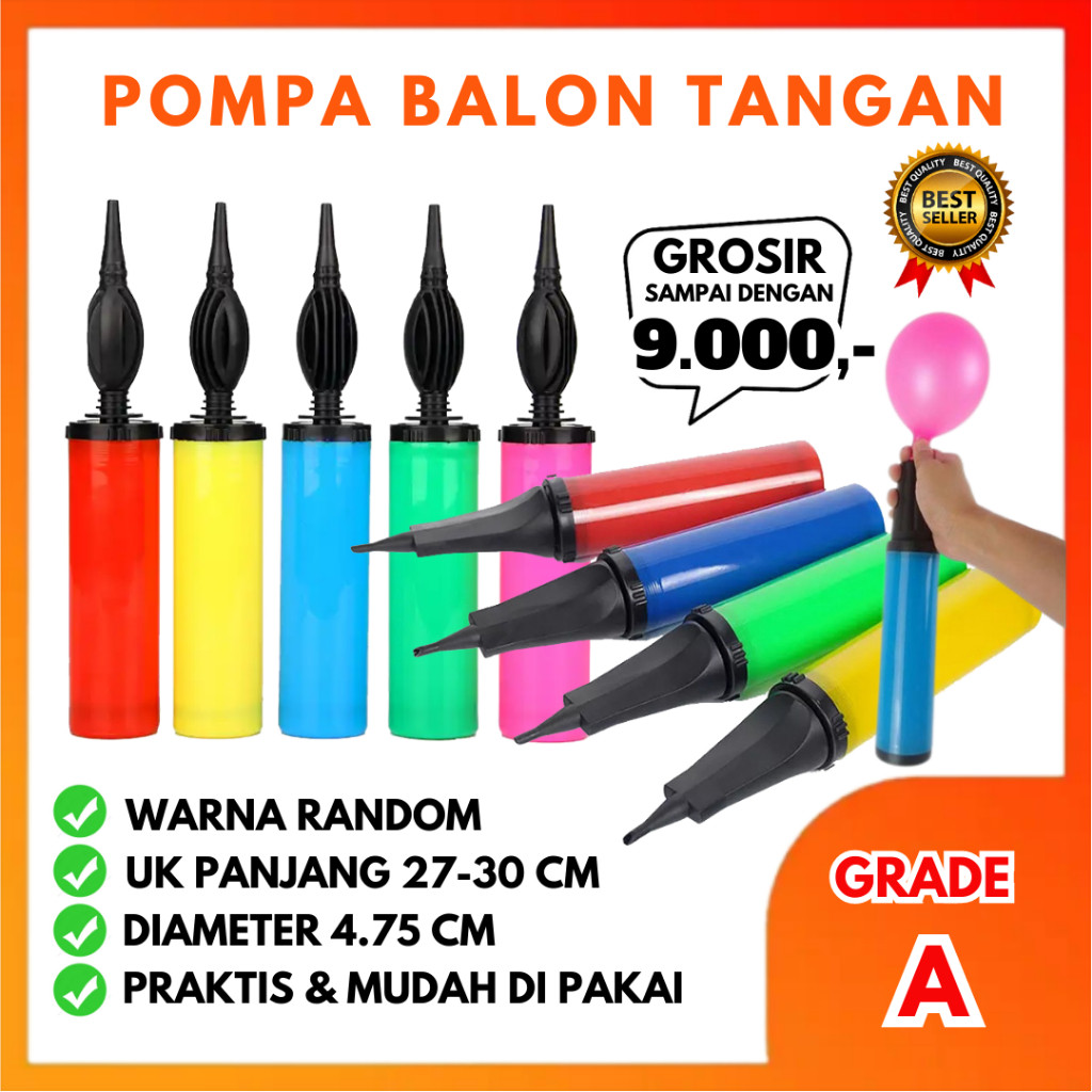 Pompa Balon Tangan 30cm Grade A Hand Pump Manual Alat Tiup Balon Latex Karet PVC Foil Ulang Tahun