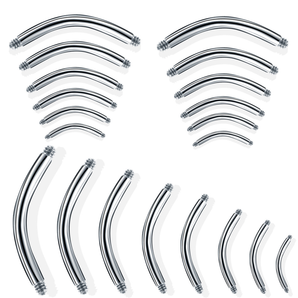 100pcs/lot Steel 14G 16G Eyebrow Barbell Bar Belly Piercing Bar Navel Piercing Bar Replacement Acces