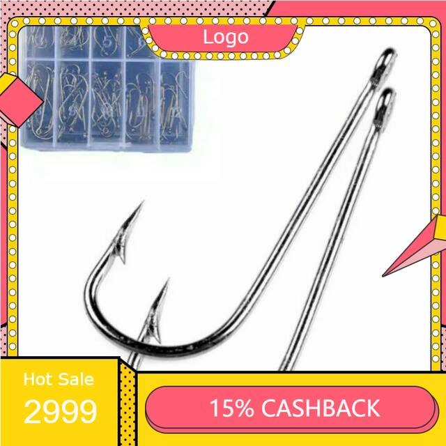 BOX KAIL PANJANG TAJAM NO.3 SAMPAI NO.12 Laut Pancing Mata Kail Pancing Kecil Ukuran 3-12 dengan Box