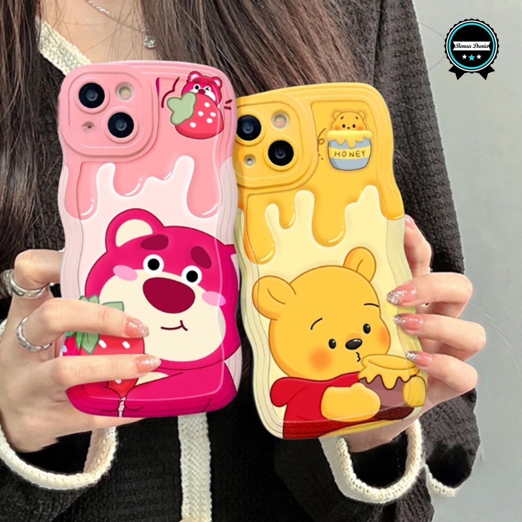 SS800 SOFTCASE WAVY WAVE SILIKON SOFT CASE CASING MODEL GELOMBANG CLEAR POOH & LOTSO FOR OPPO A58 A7