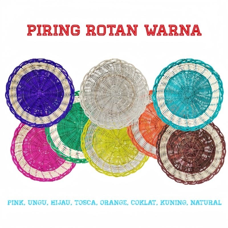 Piring Rotan Asli Piring Anyaman Rotan Warna