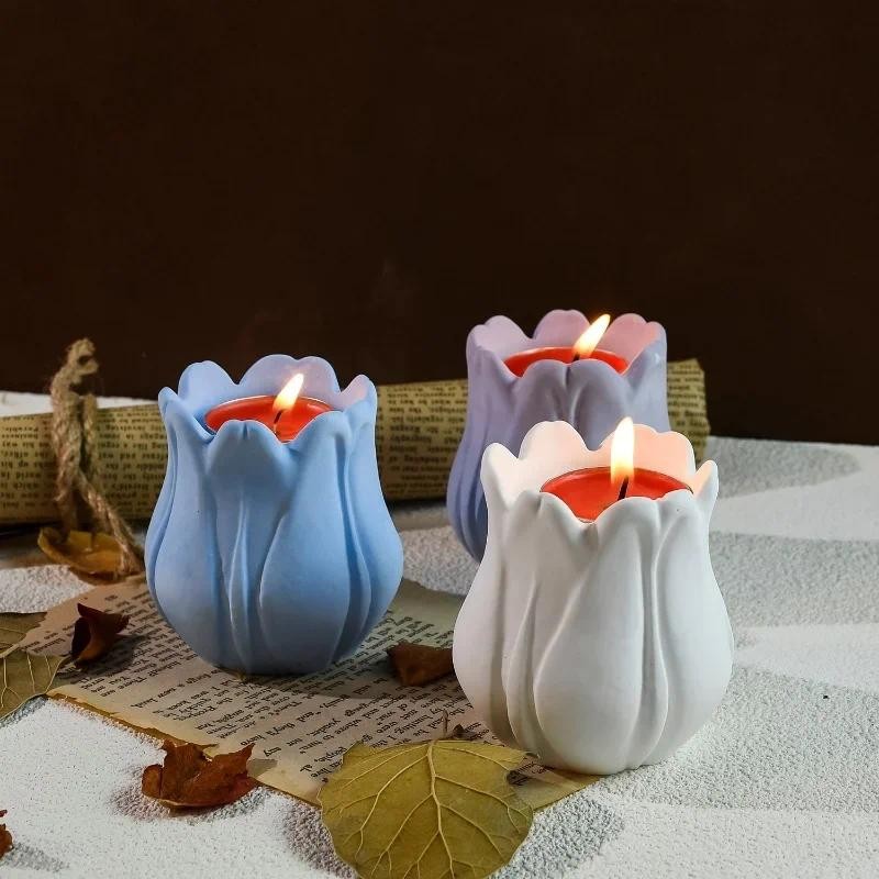 

DIY Tulip Corolla Candlestick Silicone Mold Aromatherapy Candle Pendant Storage Tank Resin Epoxy Mold Home Decoration Storage