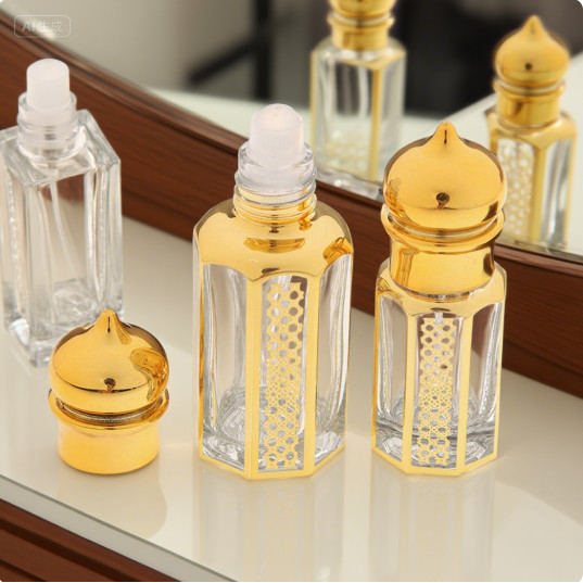 

3/6/15ml Empty Roll-On Bottle Roll On Bottle Glass Mini Essential Oil Container Portable Blending Perfume Bottle Gold