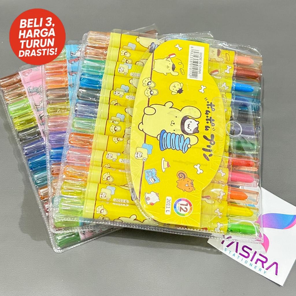 

SATU SET 12 WARNA Crayon Putar Pendek Karakter Lucu Fancy 12 Warna