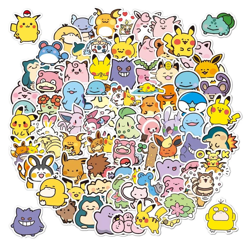 

50/100PCS Cartoon Cute Anime Pokemon Graffiti Stickers for Laptop Motorcycle Stationery Waterproof Kids Toys Sticker Decoration