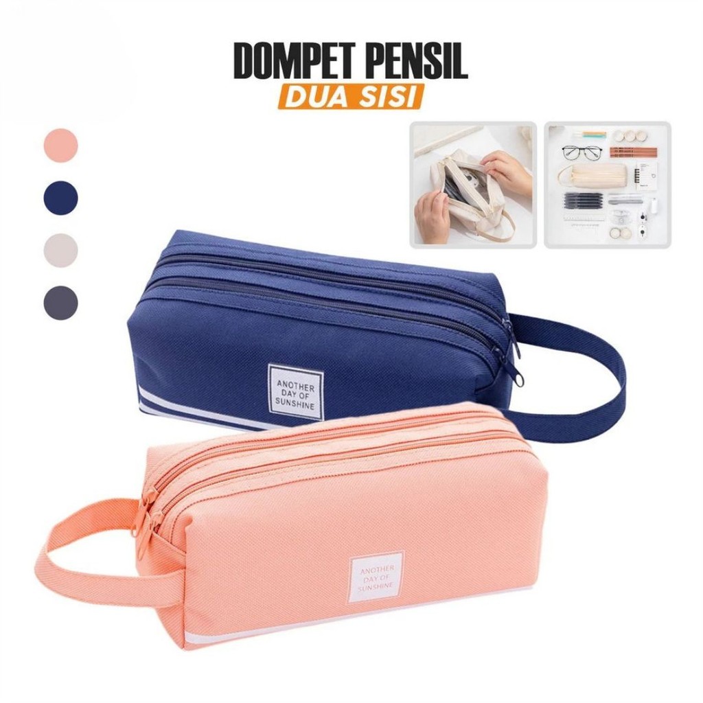 

Tempat Alat Tulis Perlengkapan Sekolah 2 Sisi A80 Kotak Pensil Tempat Bolpen Dompet Pensil Stationery / Make Up