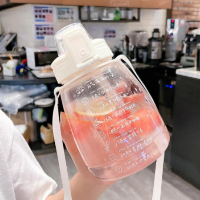 TERBARU Botol Minum Anak Big Belly Children Cup Bottle + Sticker 1100ml H487 - Putih