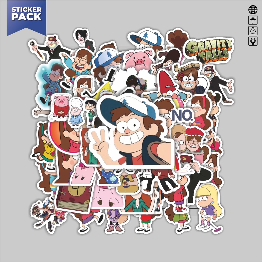 

[100PCS]Stiker Pack Stiker Kartun Series Gravity Falls Karakter Mix 3 Aesthetic Vinyl Anti Air Dekorasi Sticker Laptop Buku Journal Koper Helm Casing HP Gitar Helm Skateboard