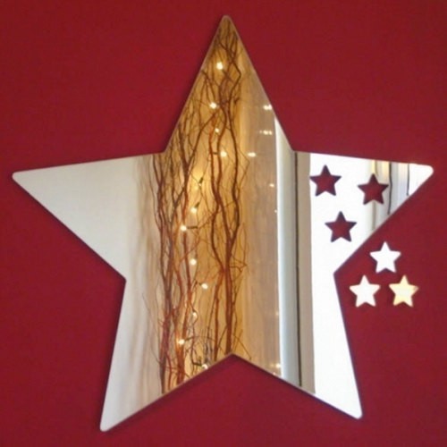 CERMIN AKRILIK MIRROR SILVER BENTUK BINTANG / STAR SHAPE MIRROR